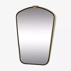 Rearview Mirror And Free Form From The 60s Brass Frame Highlighted In Black