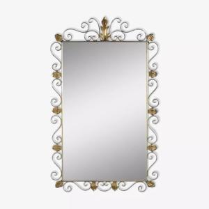 Rectangular Mirror 50s - 60s On Brass Frame