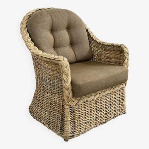 Cabriolet Armchair In Rattan And Wicker