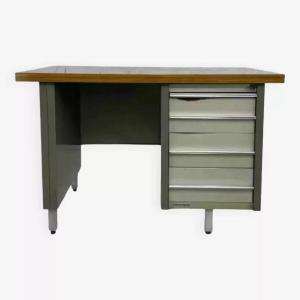 1950s Industrial Desk In Metal And Wood Remington Rand Fran