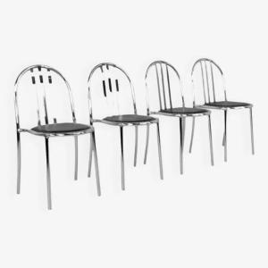 Set De Chaises En Acier Chromé Et Simili Cuir