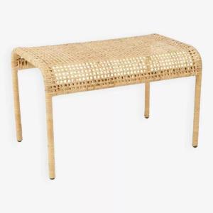 Metal And Woven Rattan Bench