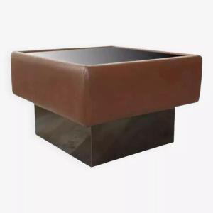 Table Basse Cuir Et Verre Noir