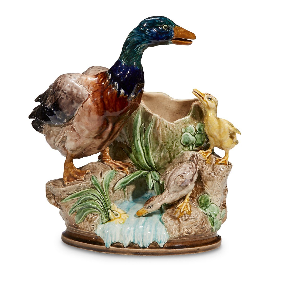 A Majolica Group Signed Louis Robert Carrier Belleuse (1848-1913)