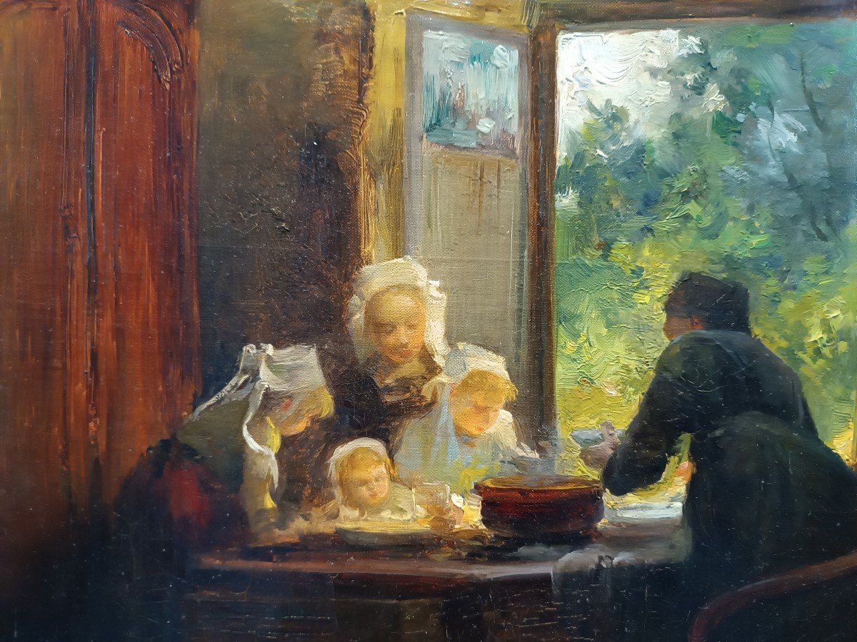 Gabriel Edouard Thurner (1840-1907) ‘’Scène d'intérieur breton’’