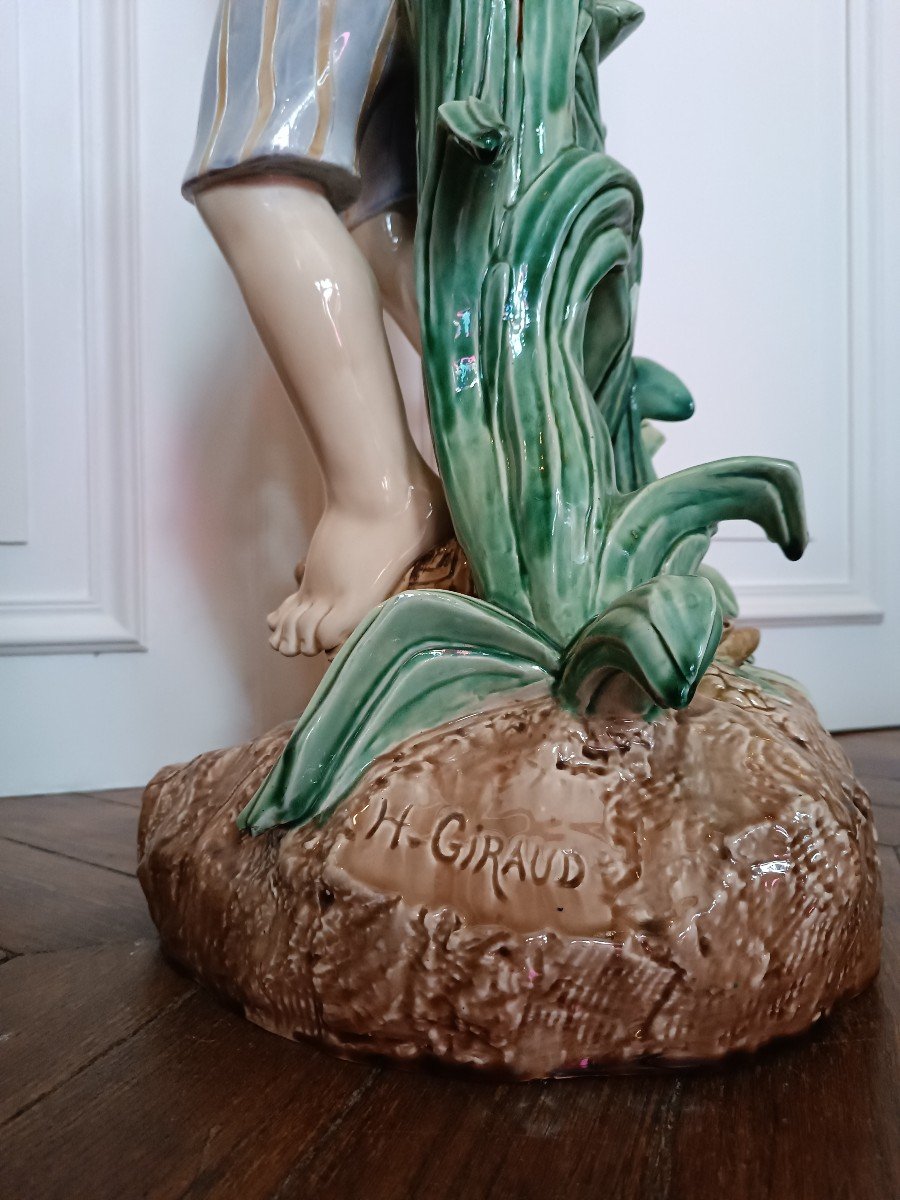 Majolica - Choisy Le Roi ''neapolitan Fisherboy'' Designed By Henry Giraud (1805 - 1895)-photo-1