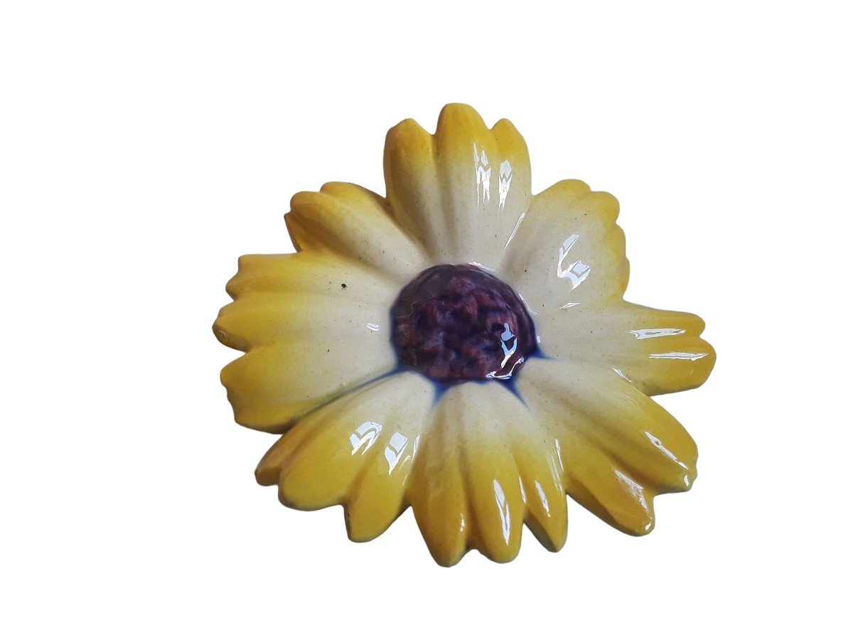 Majolica - Daisy Wall Pocket Signed Jerome Massier