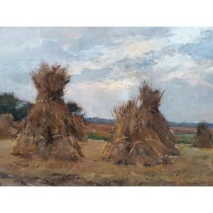 Georges-pierre Dieterle (paris 1844 - 1937) ''haystacks Of Wheat''