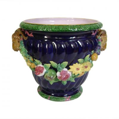 Majolica - Minton Cache Pot By Charles Marochetti (date Code For 1870)