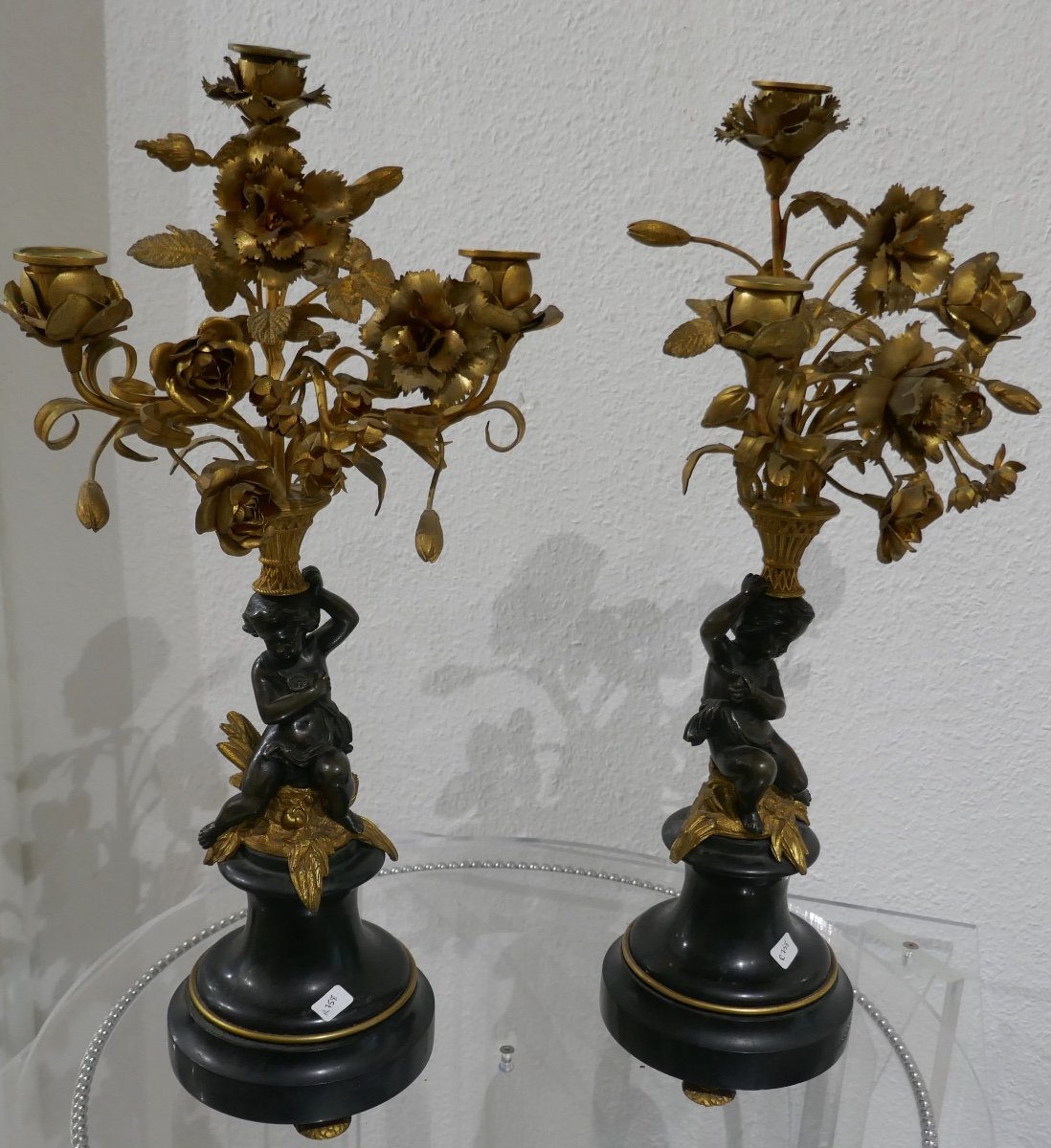 Pair Of Candelabra In Bronze