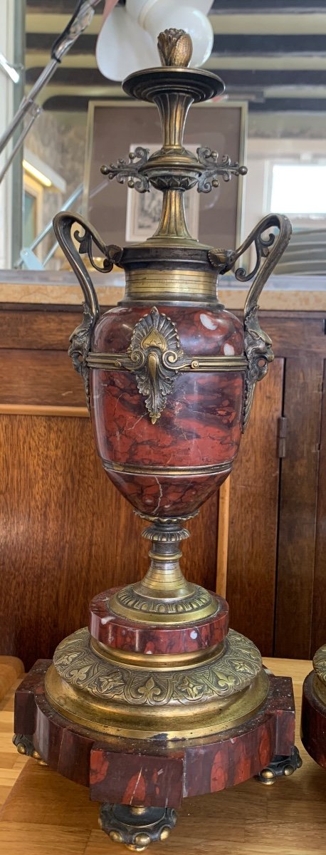 Garniture De Cheminée En Marbre Et Bronze Signée « boyer Fils Fres Paris »-photo-4