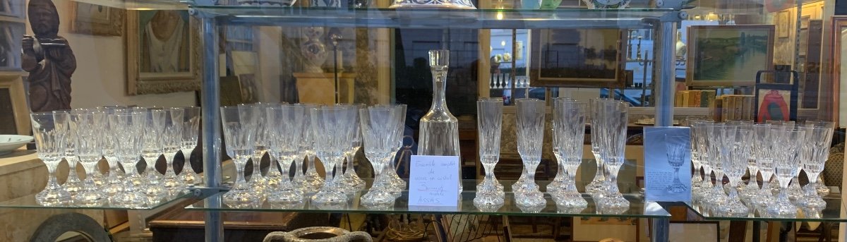 Set Of 48 Baccarat Glasses And 1 Assas Model Carafe