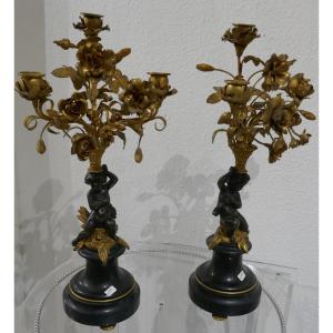 Pair Of Candelabra In Bronze