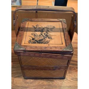 China Early 19th Century - Woven Wicker Wedding Box