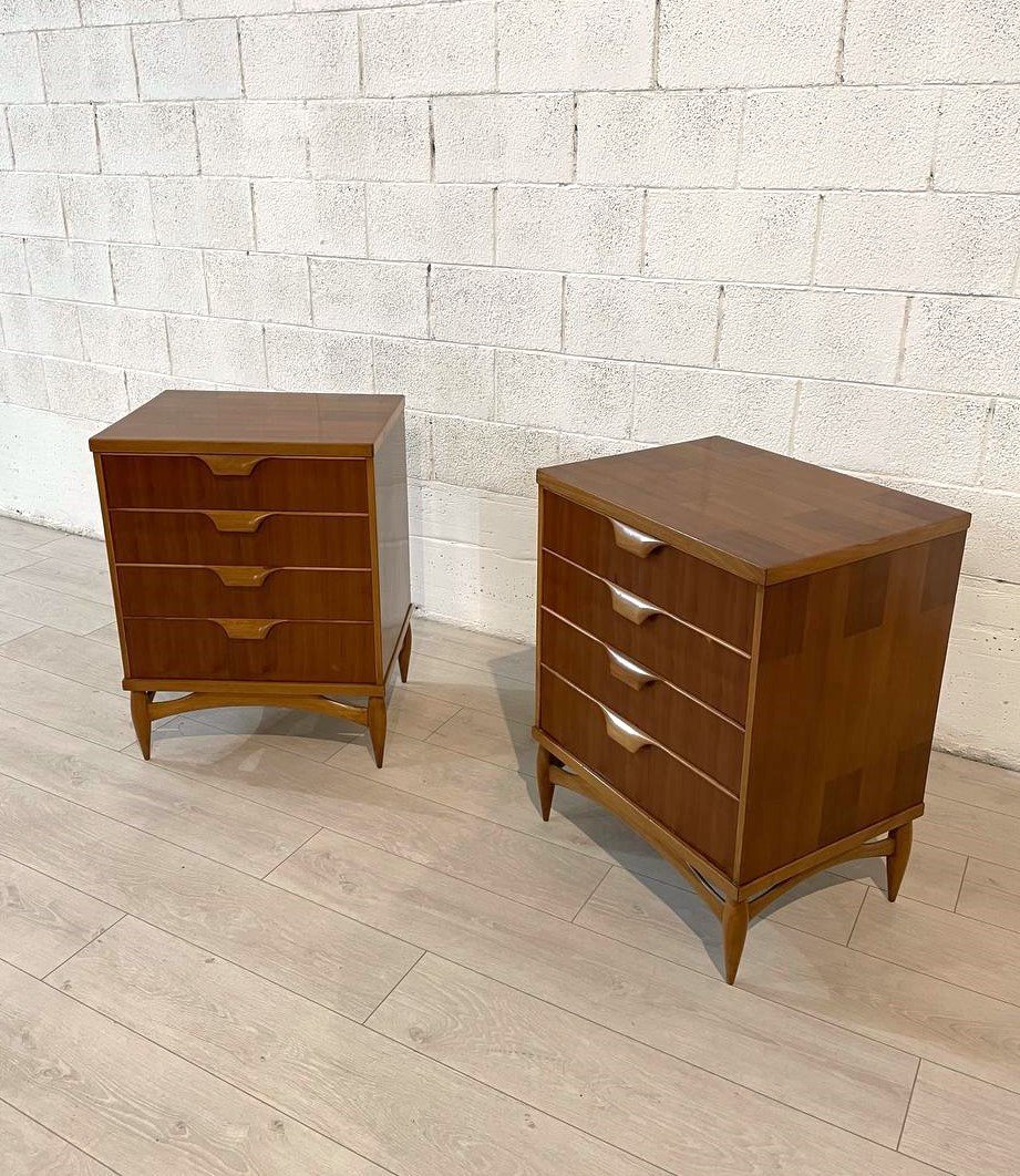 Commodes En Bois De Noyer, Italie, Années 1950-photo-1