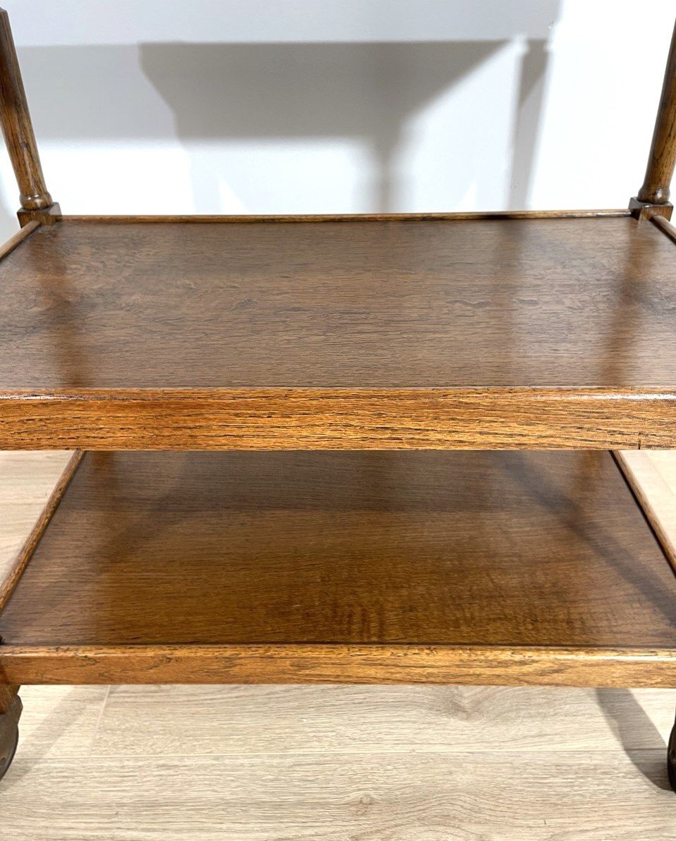 Rustic Coffee Table/trolley With Three Shelves And Straps, Italy, 1950s-photo-3