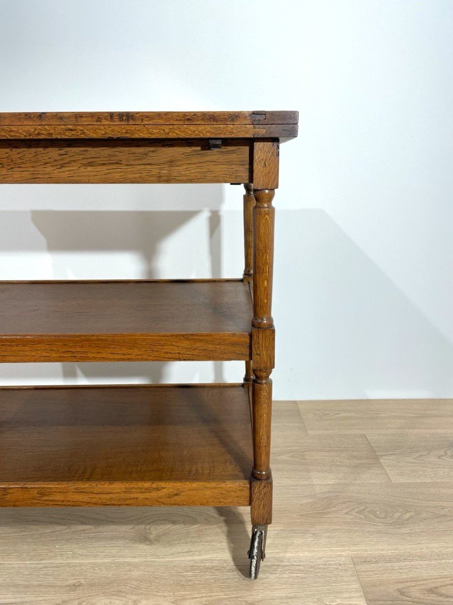 Rustic Coffee Table/trolley With Three Shelves And Straps, Italy, 1950s-photo-4