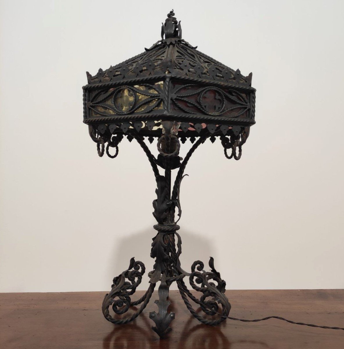 Wrought Iron Table Lamp, Early 1900s-photo-1