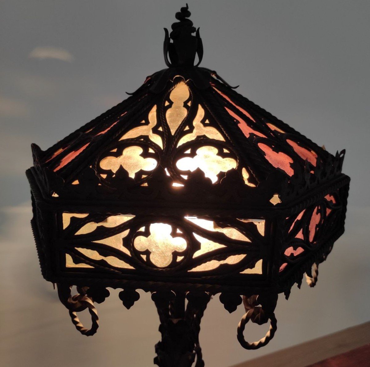 Wrought Iron Table Lamp, Early 1900s-photo-5