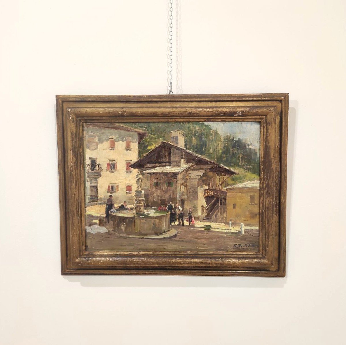 Lodovico Zambeletti, huile sur toile "Maison du Titien", début du XXe siècle.-photo-3