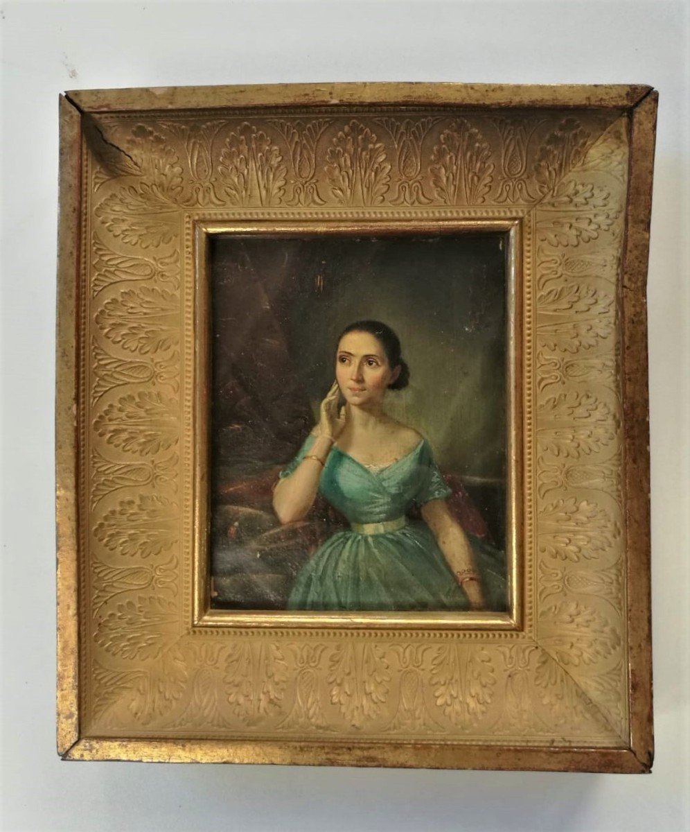 Pair Of Portraits, Ancient Oils, Lombard School Of The Early 1800s-photo-2