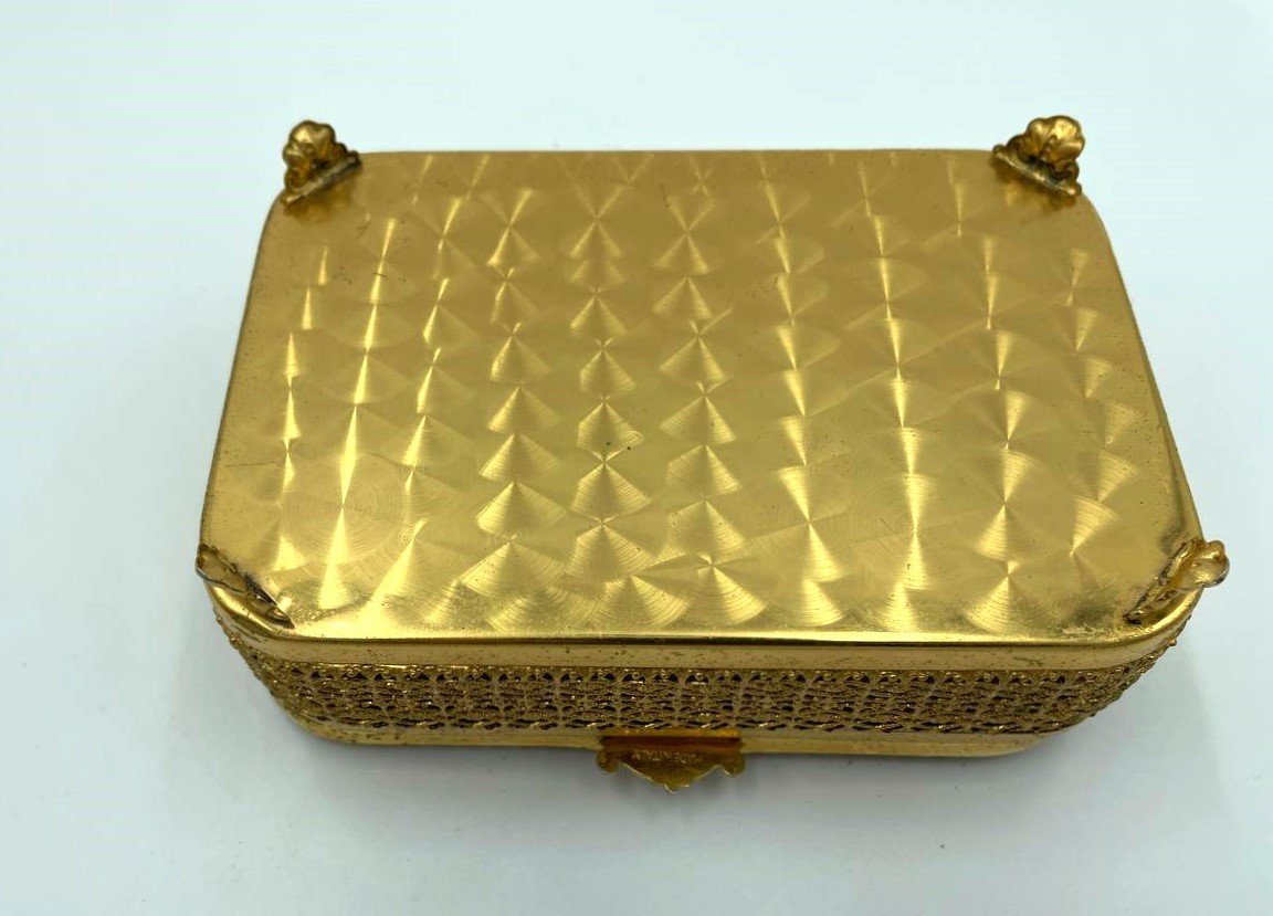 Brass And Tiger Eye Stone Box, Italy 1950s-photo-3