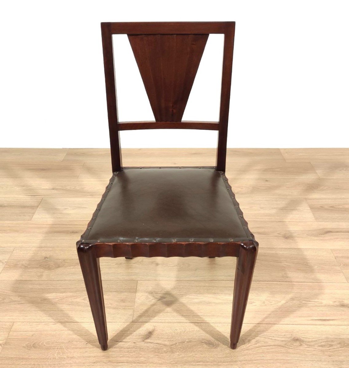 Group Of 6 Mahogany Chairs Designed By Jacques E. Ruhlman, 1940s-photo-3