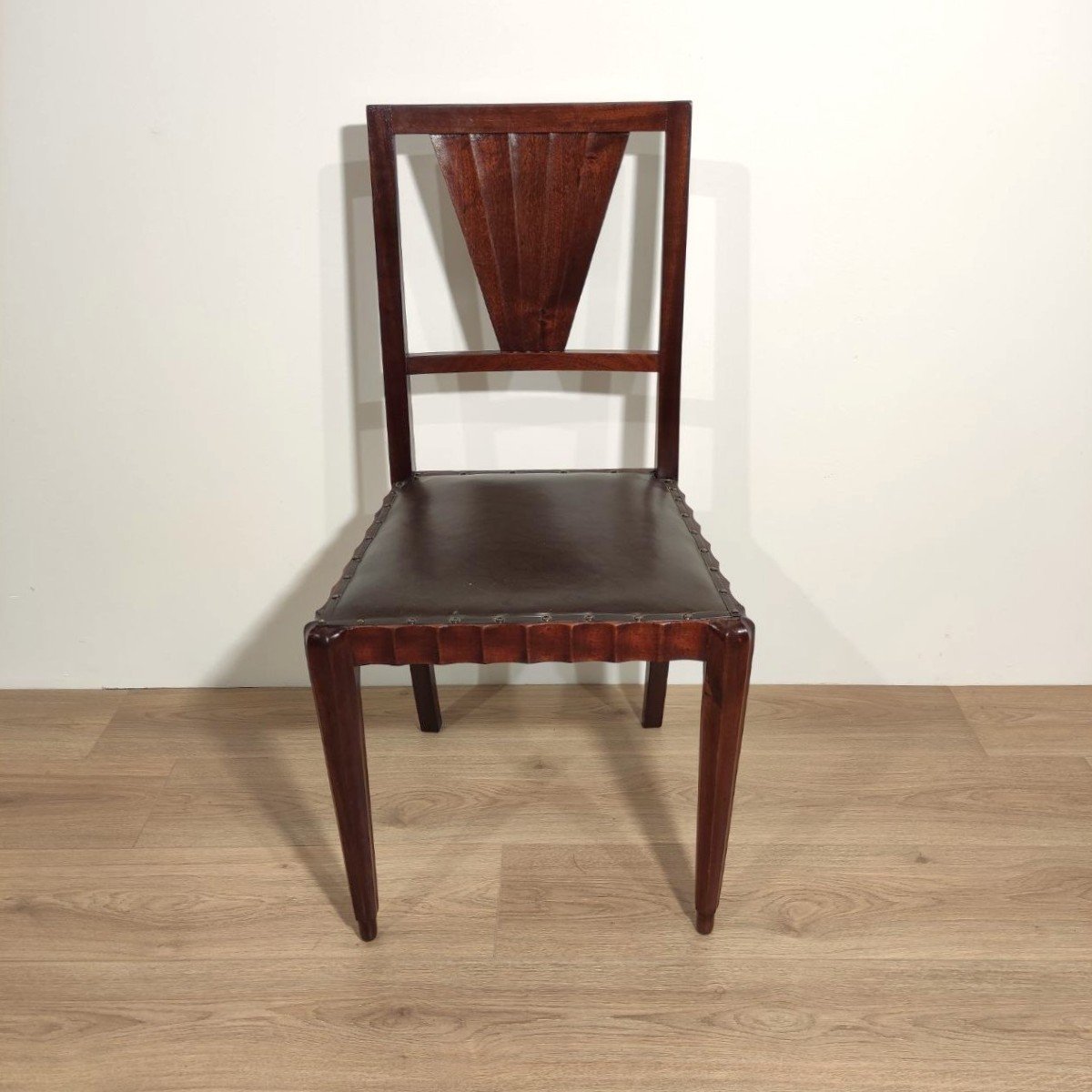 Group Of 6 Mahogany Chairs Designed By Jacques E. Ruhlman, 1940s-photo-4