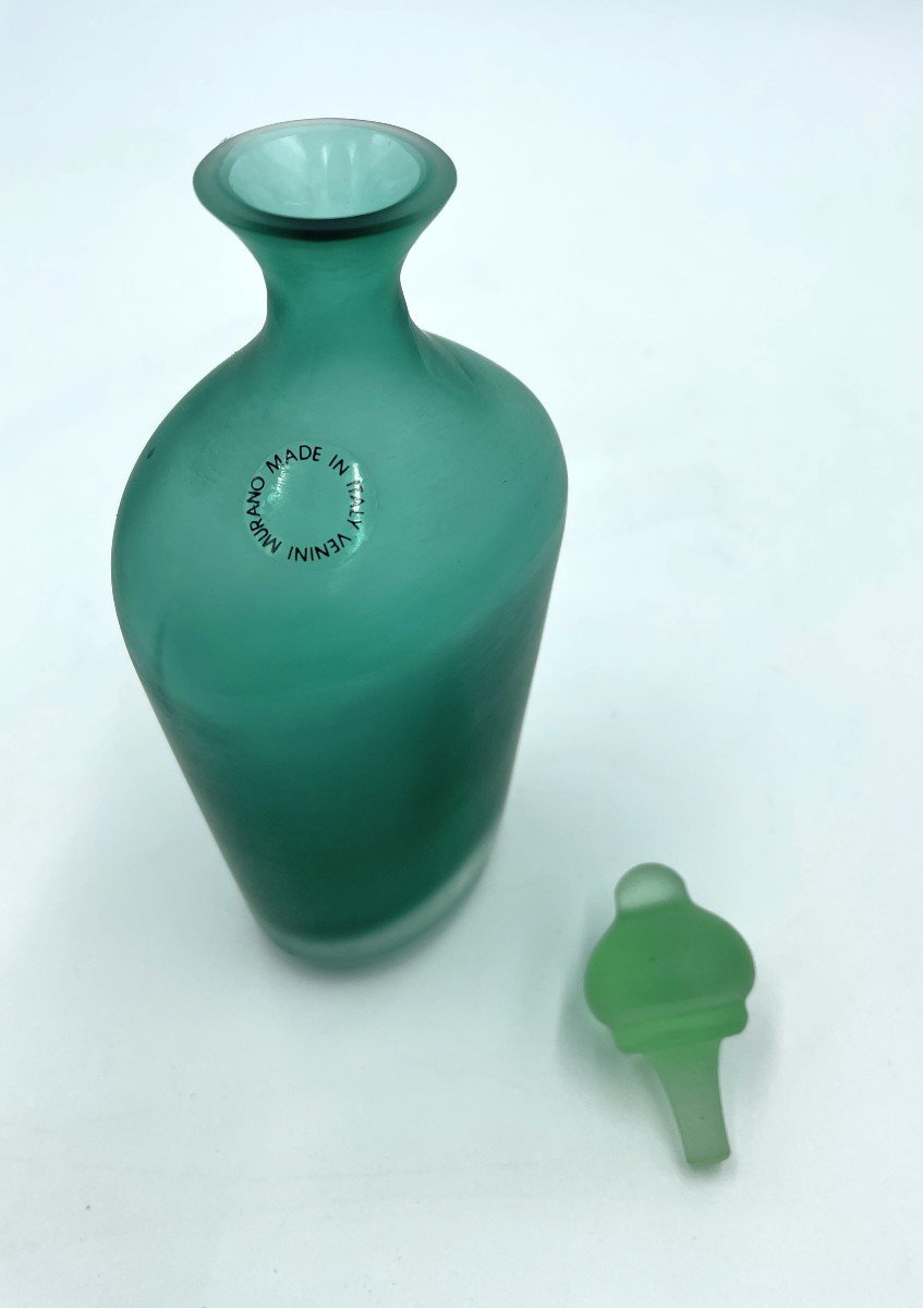 Venini Series 'velati' Green Bottle, 1993-photo-4