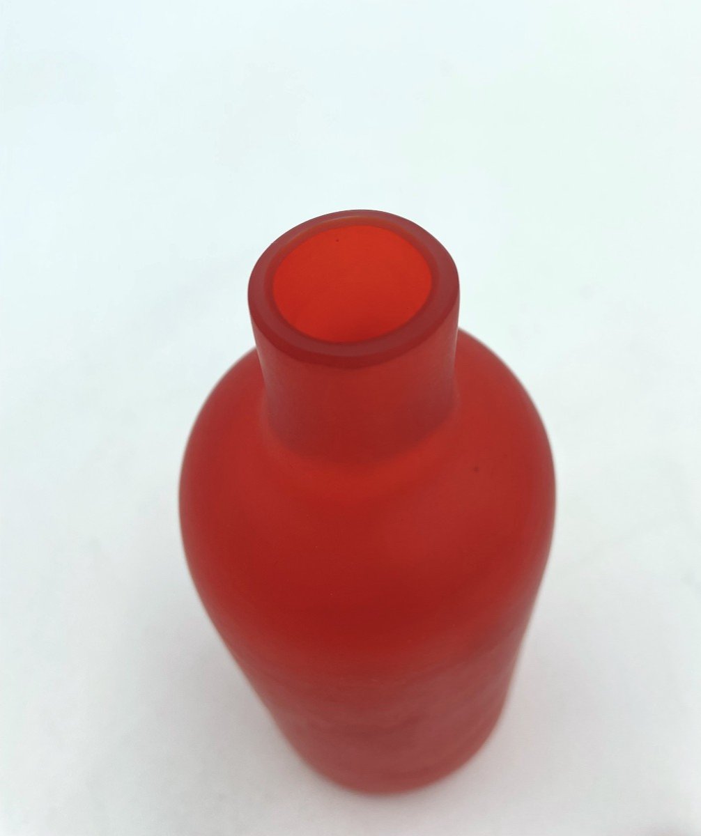 Venini Series 'velati' Red Bottle, 1995-photo-3