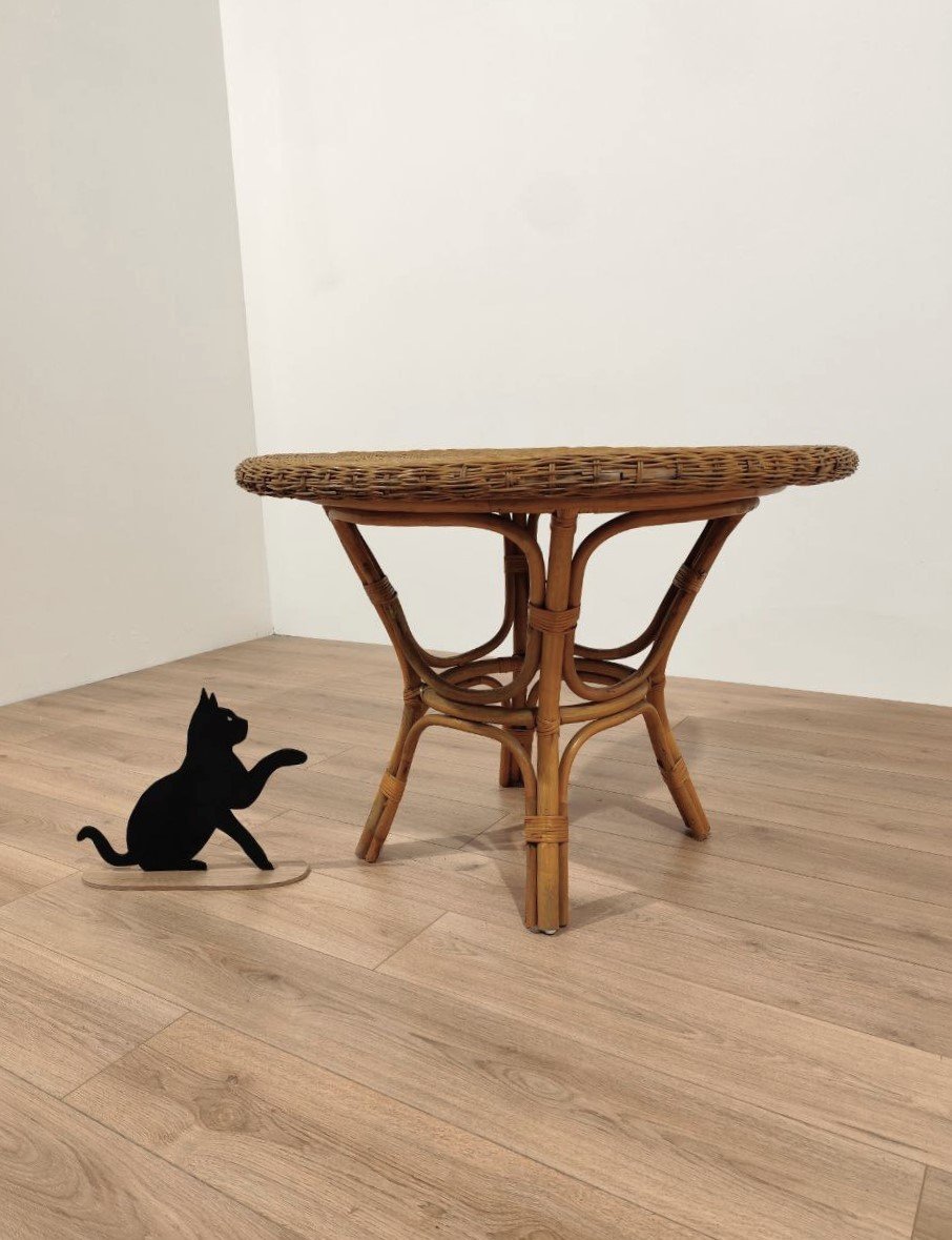 Table en osier et bambou conçue par Giò Ponti, années 1960-photo-1