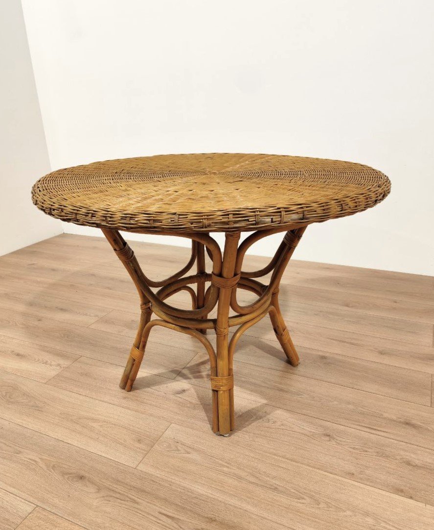 Table en osier et bambou conçue par Giò Ponti, années 1960