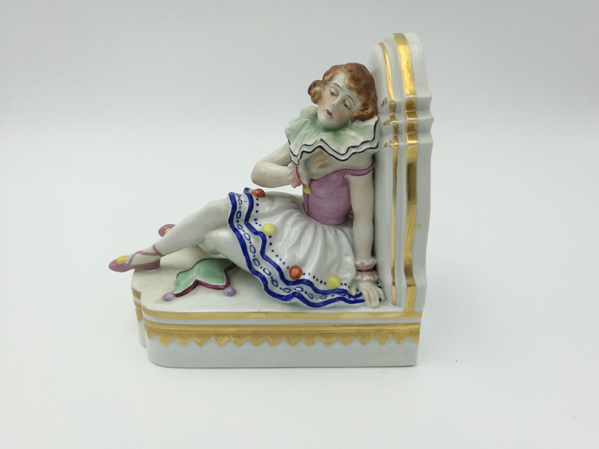 Muller & Co. Ceramic Bookends 'pierrot And Pierrette', 1920s/30s-photo-2