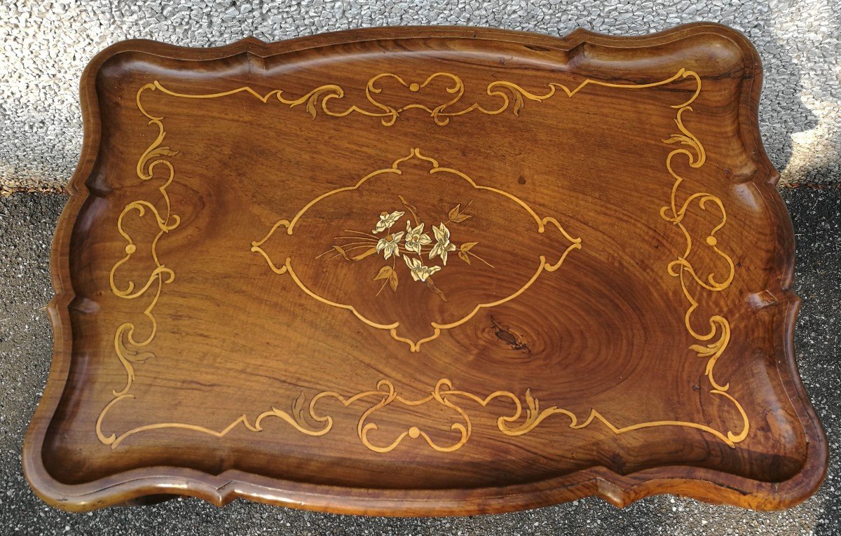 Piedmontese Coffee Table In Inlaid Walnut-photo-3