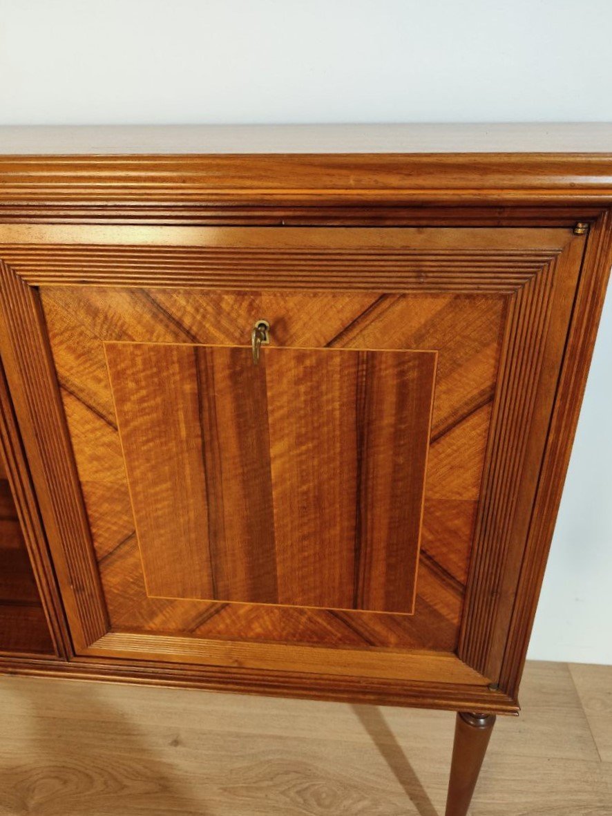 Open Walnut Sideboard With Bar, Italy 1950s-photo-4