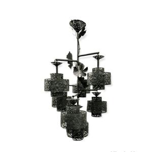 Large Brutalist Wrought Iron Lamp