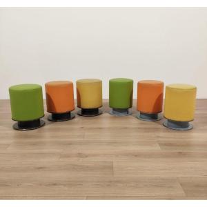 Colorful Stools In Vinyl And Metal, Italy 70s