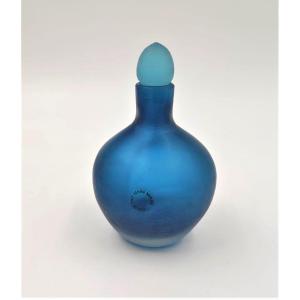 Bouteille bleue 'Velati' série Venini, 1993