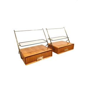 Paire de tables de chevet suspendues par Silvio Cavatorta des années 1950