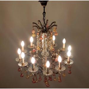 Banci Firenze (attr.), 12-light Chandelier With Blown Glass Pendants