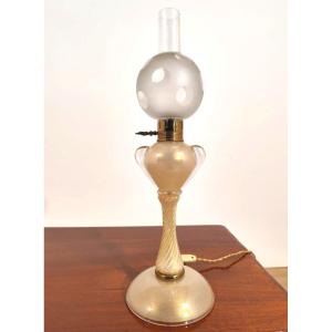 Seguso Golden Table Lamp, Mid 20th Century.