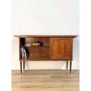 Open Walnut Sideboard With Bar, Italy 1950s