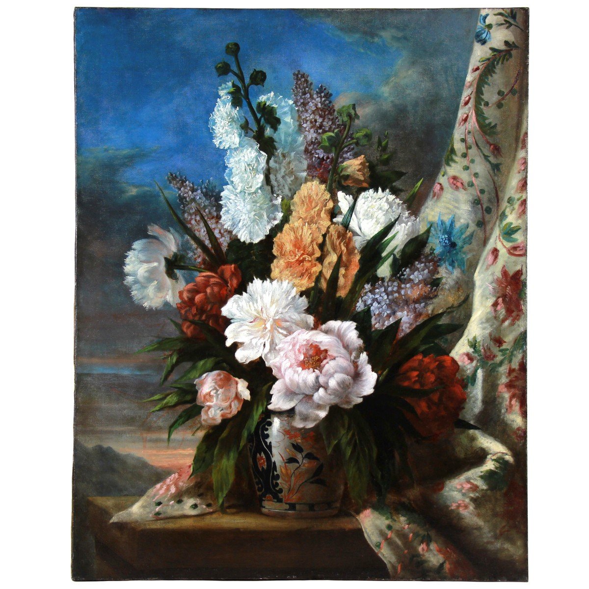 Oil On Canvas "still Life With Flowers" Atr Cornelis Van Spaendonck-photo-2