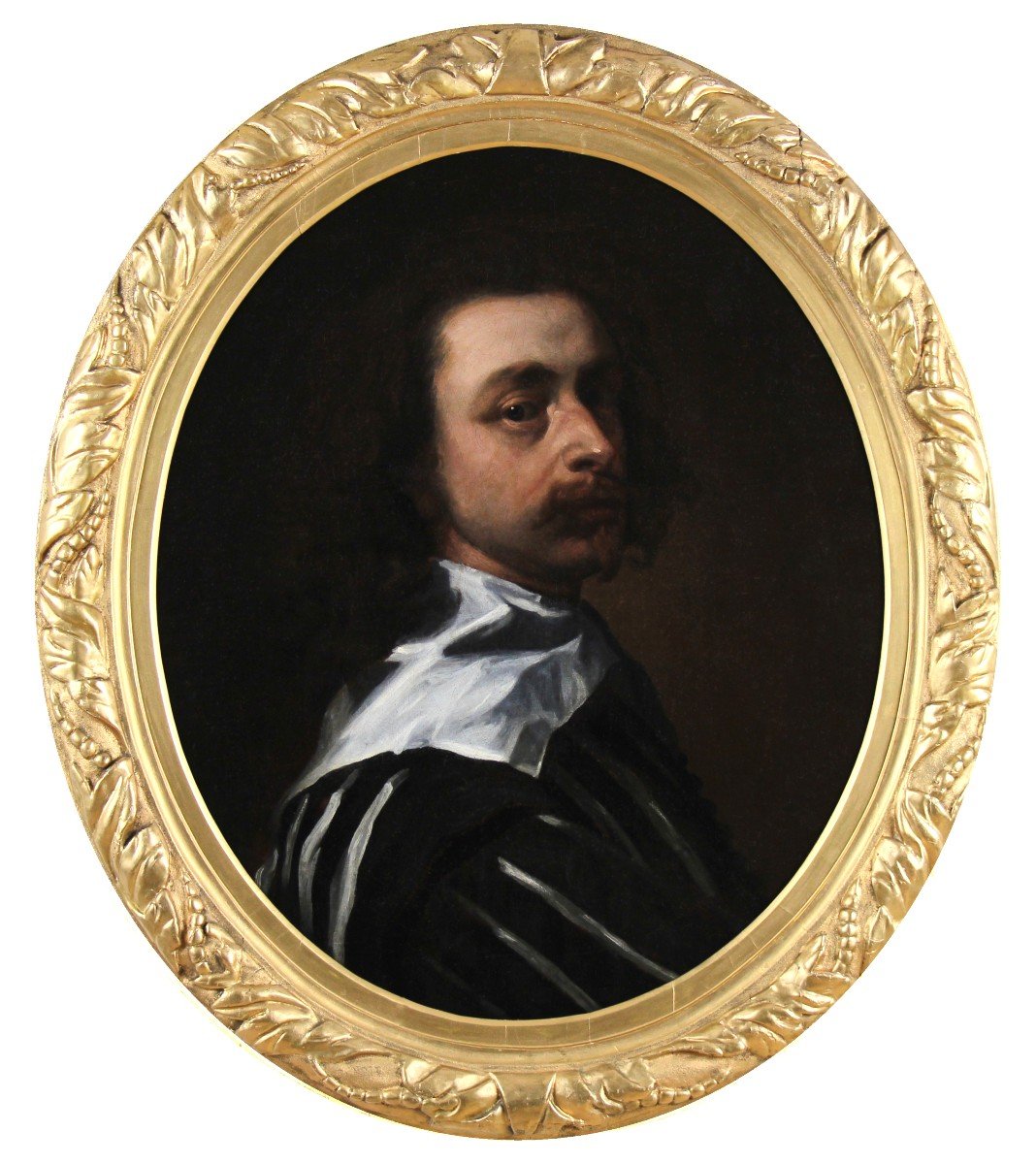 Huile Sur Toile Autoportrait De l'Artiste Suiveur De Anthony Van Dyck Vers 1770 