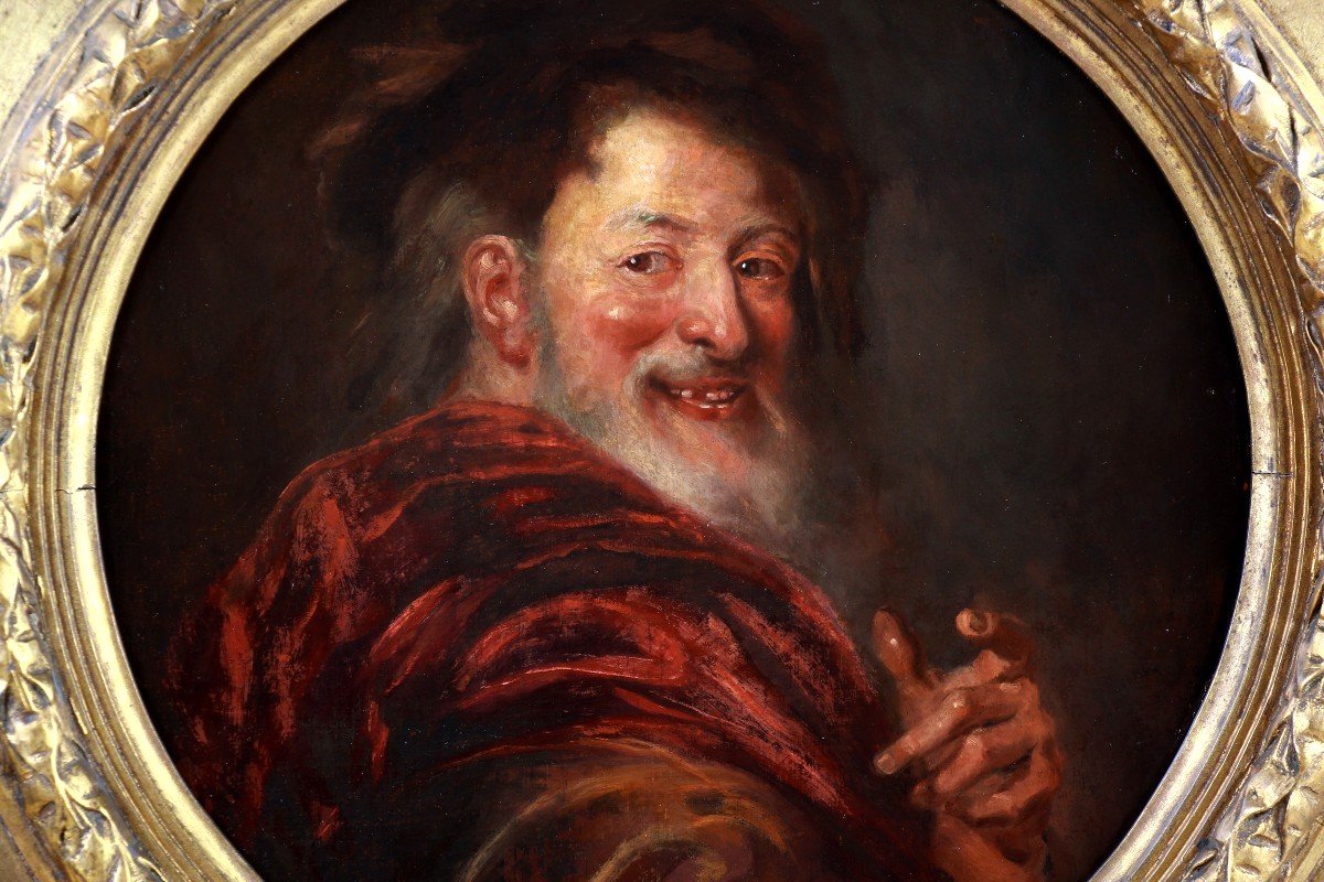 Magnificent Oil On Canvas Painting, Democritus By Atoine Coypel 18th-photo-3