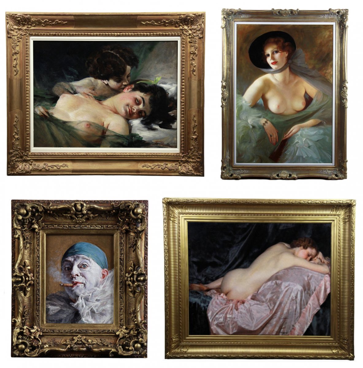 Oil On Canvas Reclining Nude By Marcel René Herrfeldt-photo-4