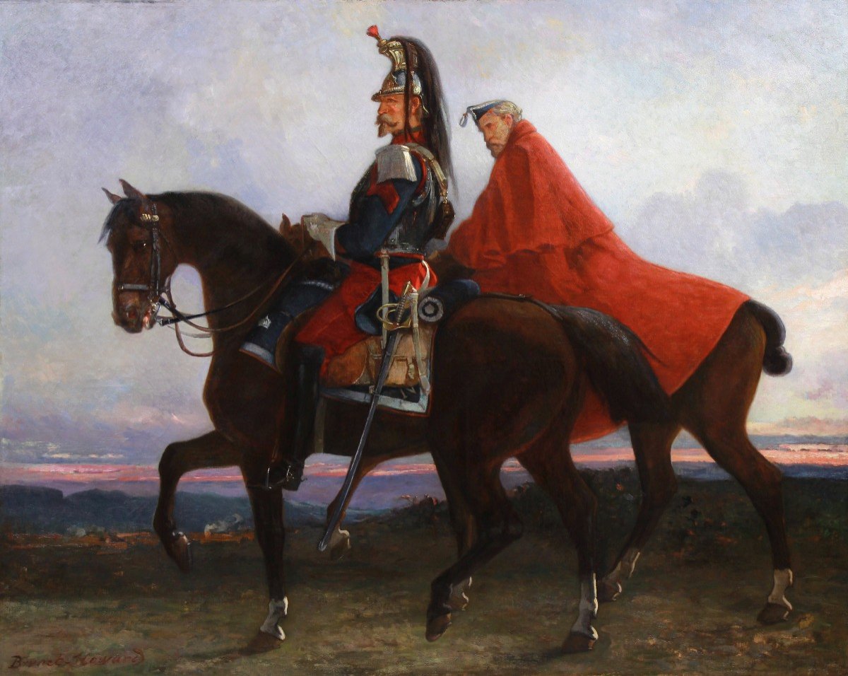 Oil On Canvas Cavaliers Imperial Napoleon I 19th Century