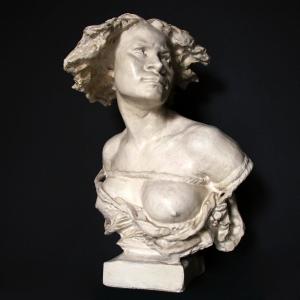 Patinated Plaster Bust "why Be Born A Slave" From The 19th Century