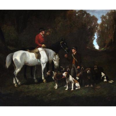 Beautiful Oil On Canvas, Hunting Scene Atr. Alfred De Dreux 19th