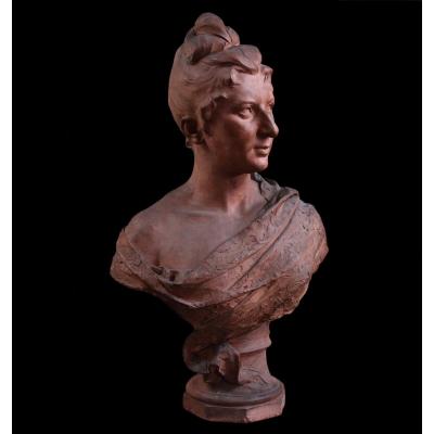 Terracotta Bust Signed Jozef Willems, XIXth Century